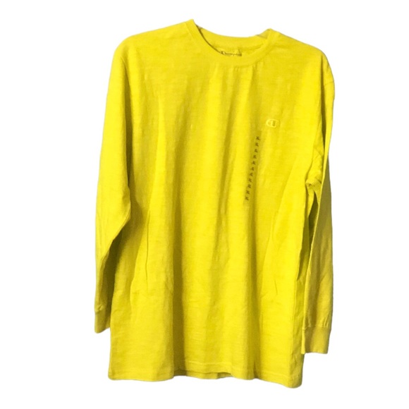 Champion Mens neon yellow Longsleeved Crewneck t-shirt Size XL - Picture 3 of 12